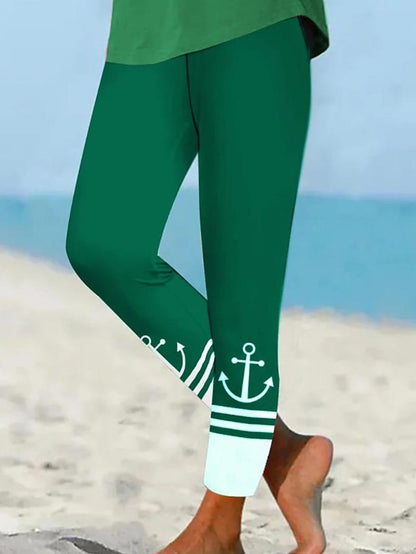 Women's Tights Leggings Black Sky Blue Green Fashion coastalÂ grandmaÂ style Casual Daily Print Stretchy Ankle-Length Tummy Control Graphic S M L XL 2XL - LuckyFash™