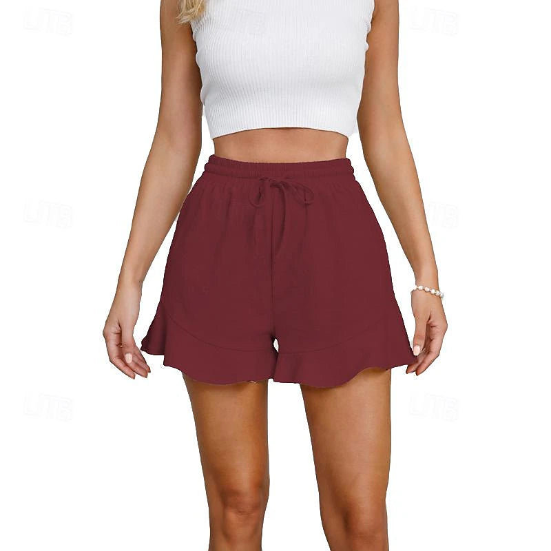 Women's Shorts Cotton Plain Wine Black Casual Daily Short Going out Weekend Spring & Summer