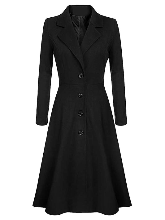 Women's Trench Coat Coat Outdoor WorkWear Daily Wear Spring Fall Winter Regular Coat V Neck Slim Elegant & Luxurious Jacket Long Sleeve Solid Color Vintage Style White Black Purple - LuckyFash™