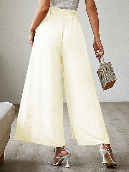 Women's Wide Leg Polyester Plain rice white Robin's Egg Blue Fashion High Waist Full Length Street Daily Fall Winter