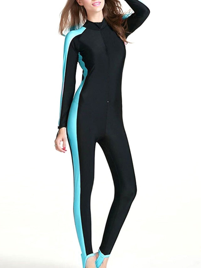 SBART Women's Rash Guard Dive Skin Suit Bathing Suit Swimsuit UV Sun Protection UPF50+ Breathable Long Sleeve Full Body Front Zip - Swimming Diving Surfing Snorkeling Patchwork Summer / Quick Dry - LuckyFash™