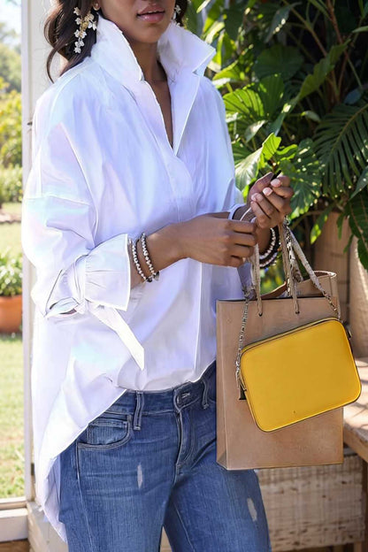 women s blouses loose solid belted long sleeve blouse 109168