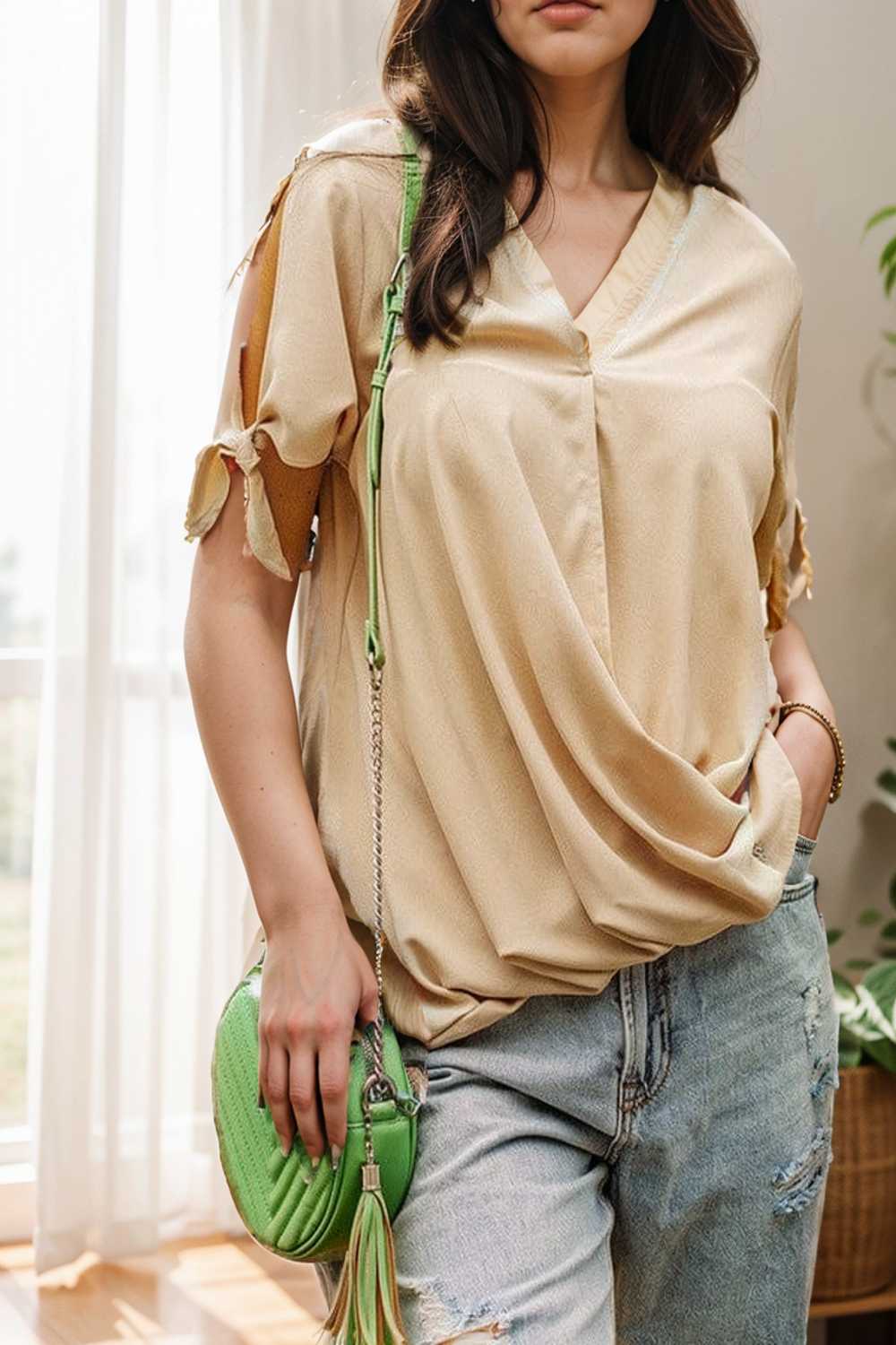 women s blouses loose solid belted long sleeve blouse 108659