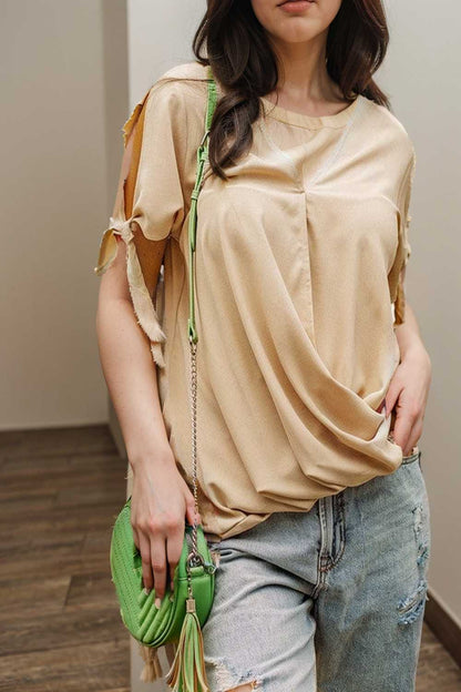 women s blouses loose solid belted long sleeve blouse 149917