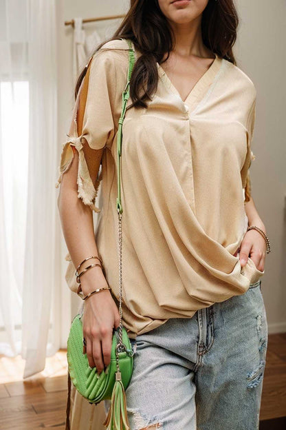 women s blouses loose solid belted long sleeve blouse 108658