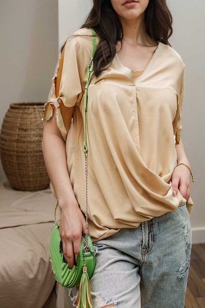 women s blouses loose solid belted long sleeve blouse 108655