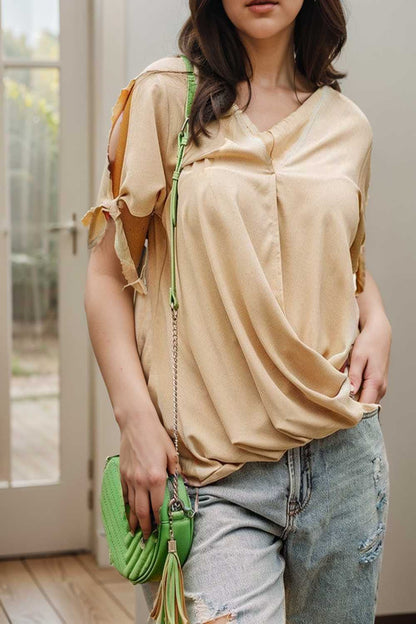 women s blouses loose solid belted long sleeve blouse 109149