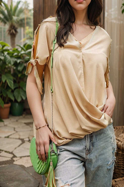 women s blouses loose solid belted long sleeve blouse 109147