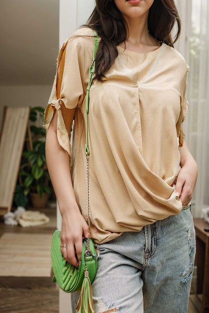 women s blouses loose solid belted long sleeve blouse 109140