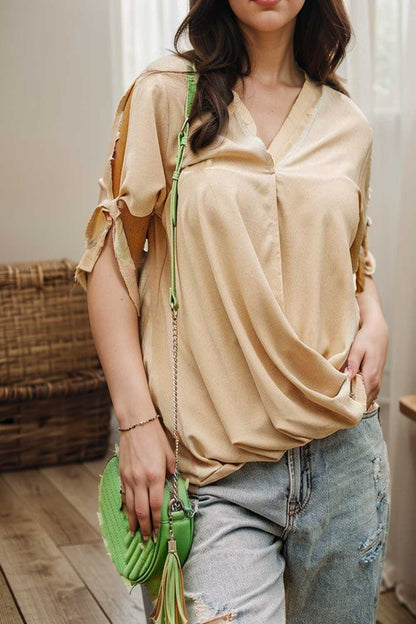 women s blouses loose solid belted long sleeve blouse 109135
