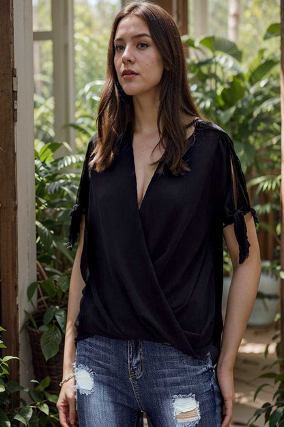 women s blouses loose solid belted long sleeve blouse 108651