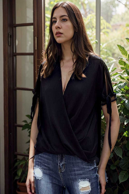 women s blouses loose solid belted long sleeve blouse 109130
