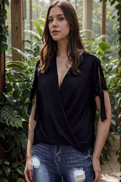 women s blouses loose solid belted long sleeve blouse 108650