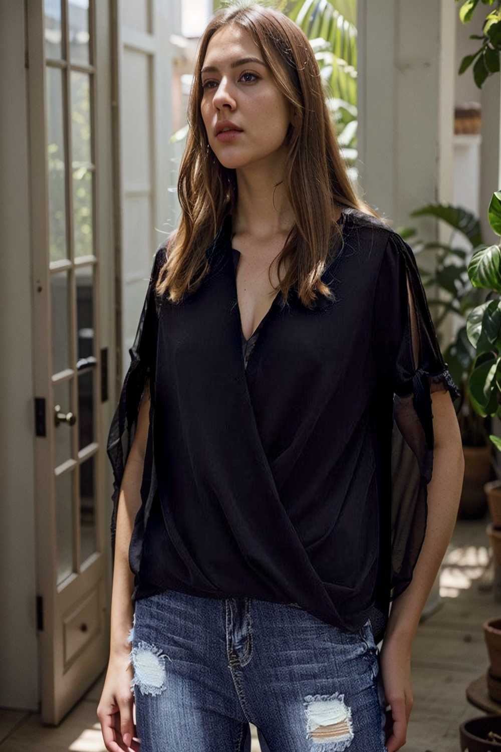 women s blouses loose solid belted long sleeve blouse 109129