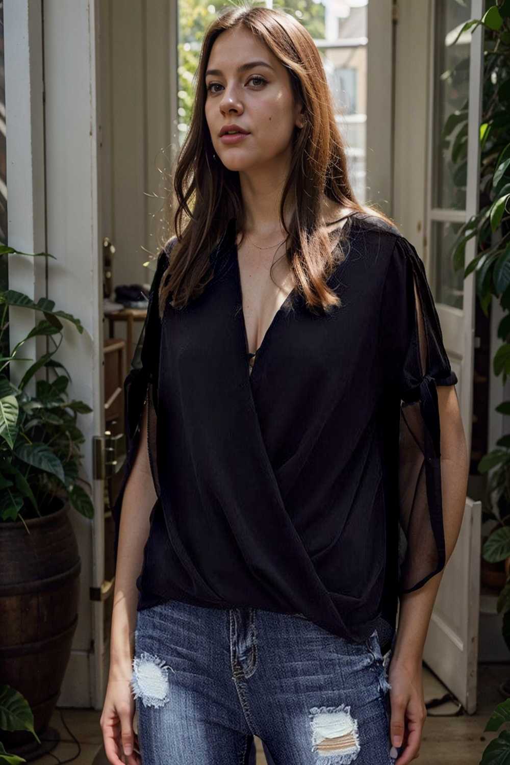women s blouses loose solid belted long sleeve blouse 108648