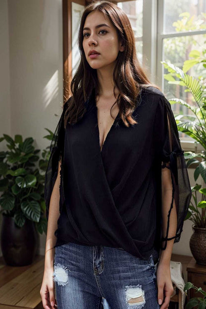 women s blouses loose solid belted long sleeve blouse 109126