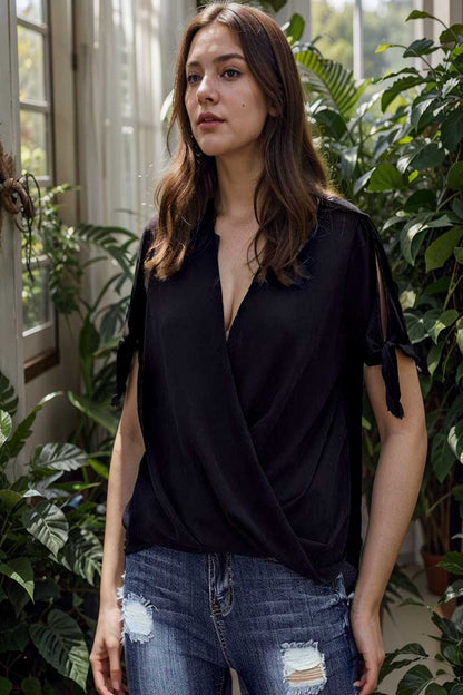 women s blouses loose solid belted long sleeve blouse 108646