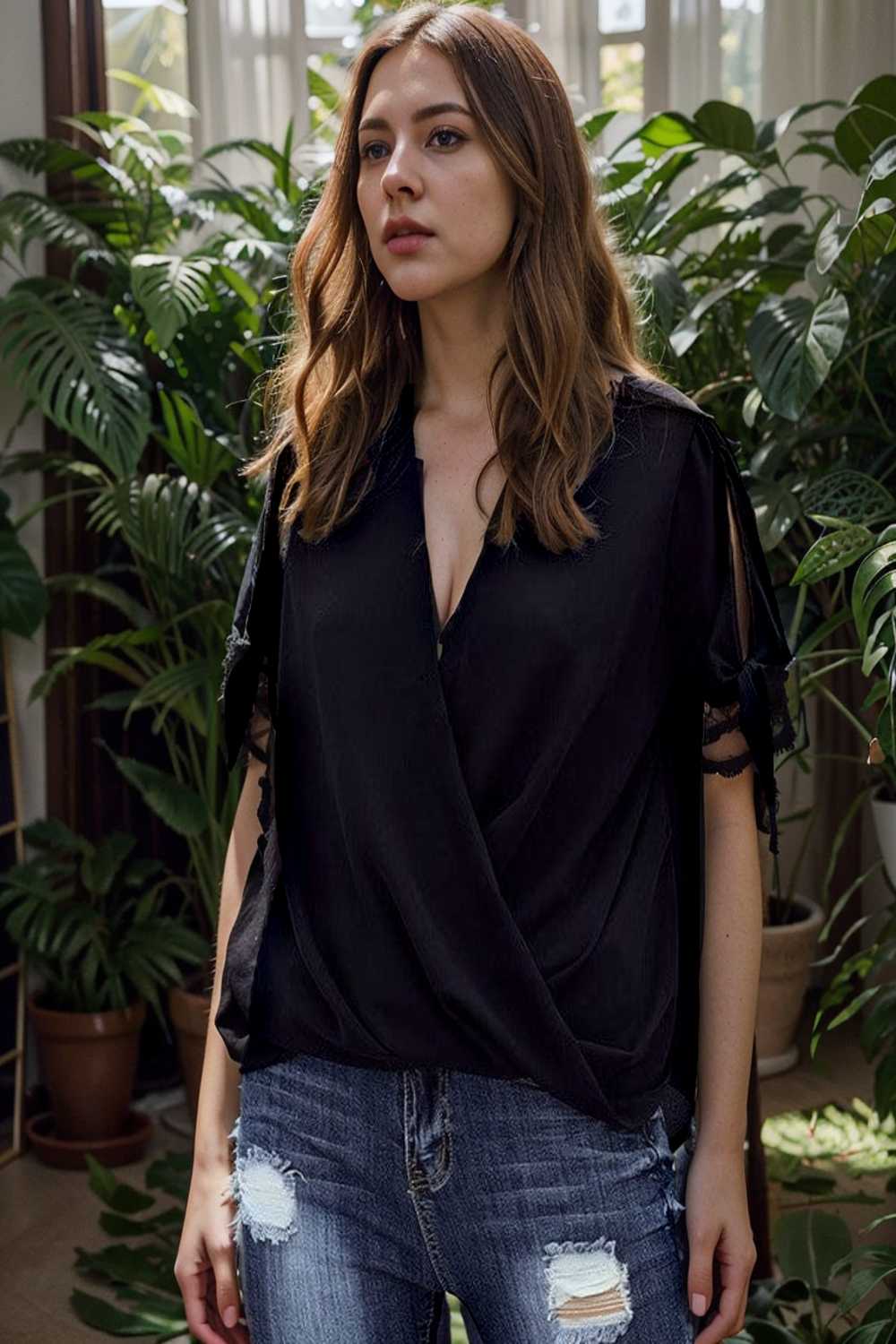 women s blouses loose solid belted long sleeve blouse 109121