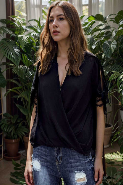women s blouses loose solid belted long sleeve blouse 109121
