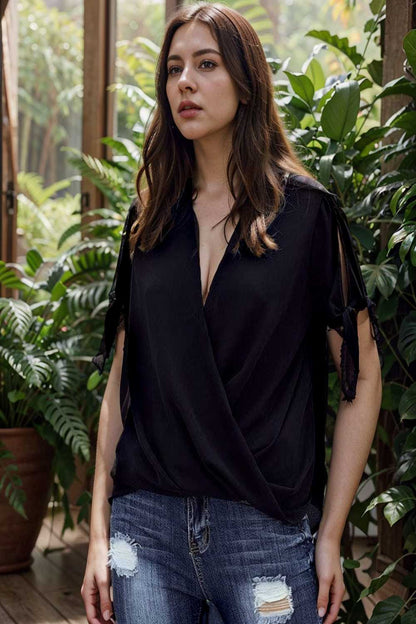 women s blouses loose solid belted long sleeve blouse 109115
