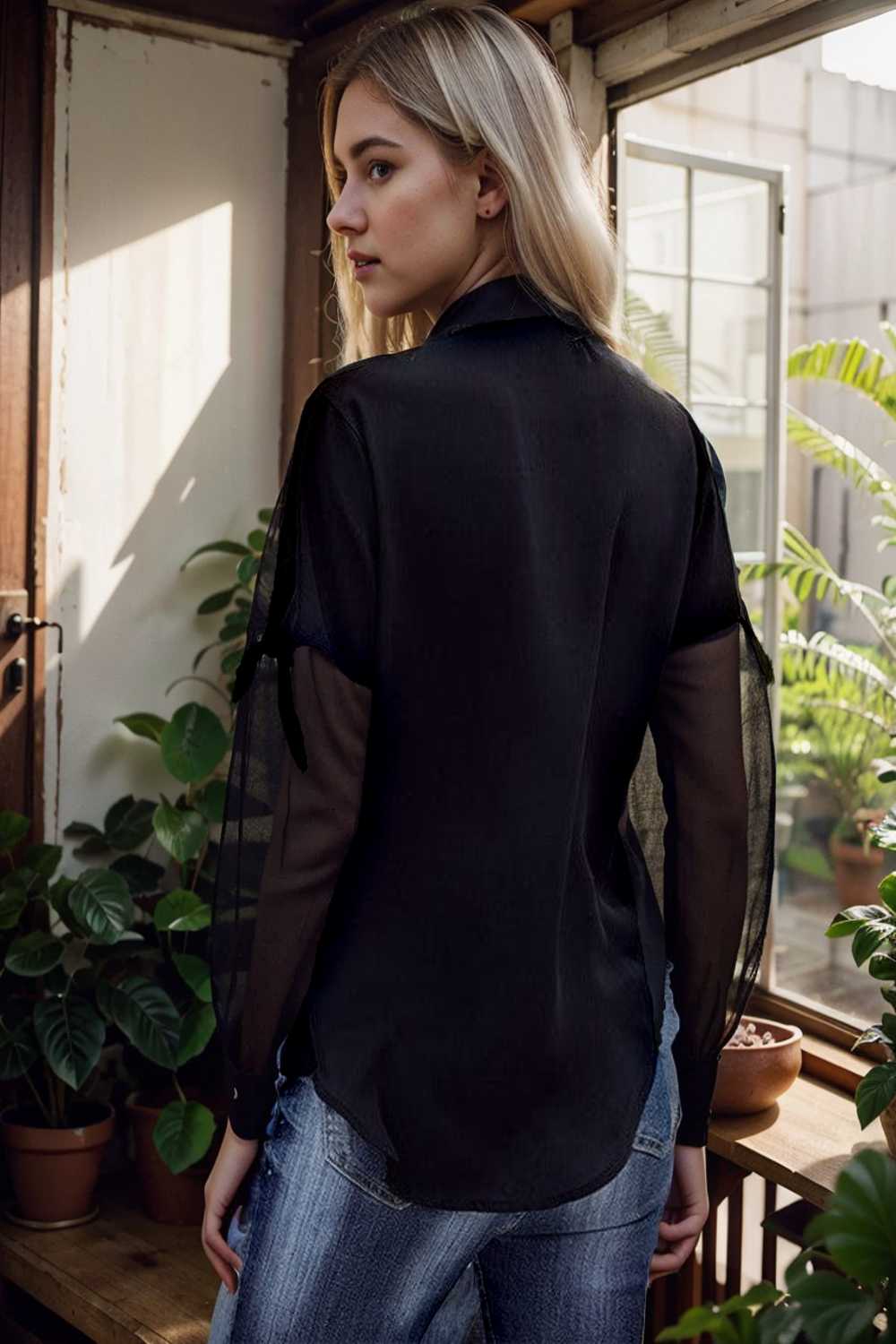 women s blouses loose solid belted long sleeve blouse 107286