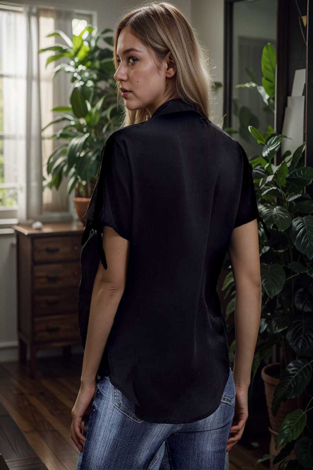 women s blouses loose solid belted long sleeve blouse 108643