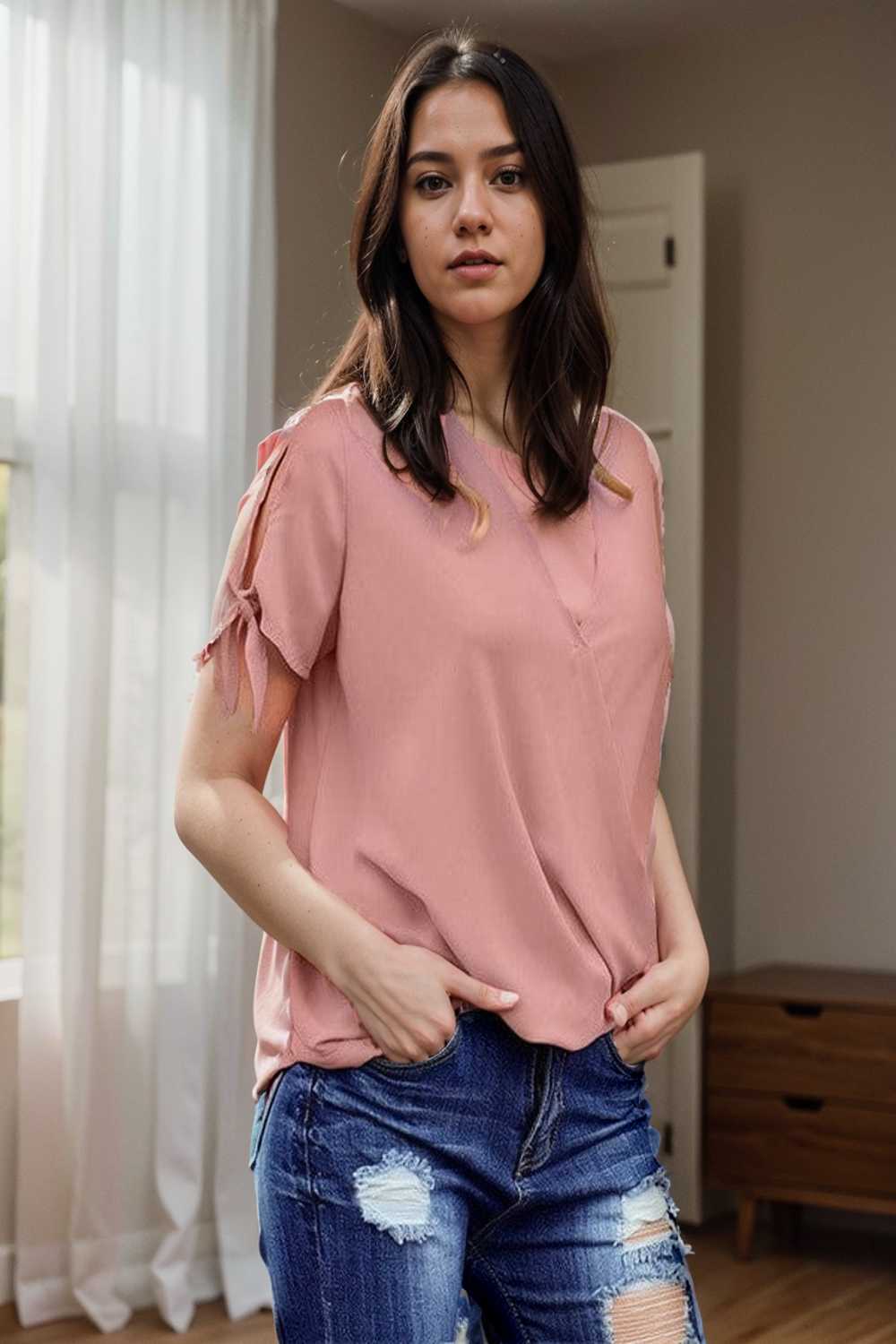 women s blouses loose solid belted long sleeve blouse 108635