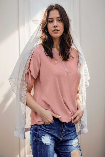 women s blouses loose solid belted long sleeve blouse 108633
