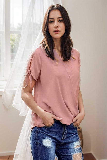 women s blouses loose solid belted long sleeve blouse 111365