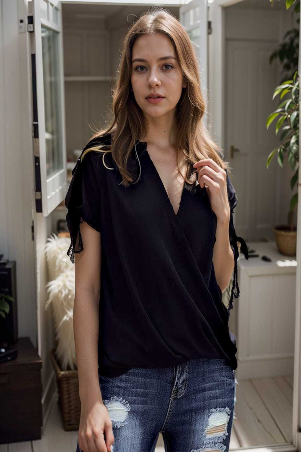 women s blouses loose solid belted long sleeve blouse 108630