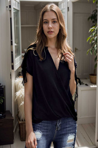 women s blouses loose solid belted long sleeve blouse 108630