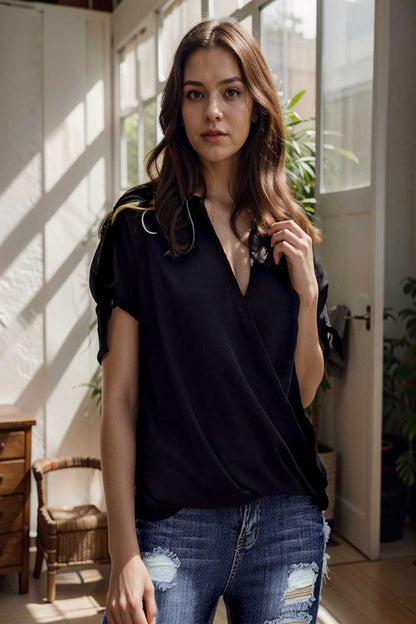women s blouses loose solid belted long sleeve blouse 108627