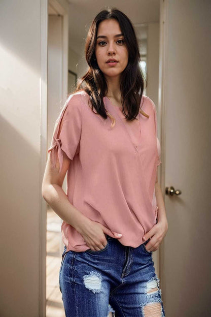 women s blouses loose solid belted long sleeve blouse 108618