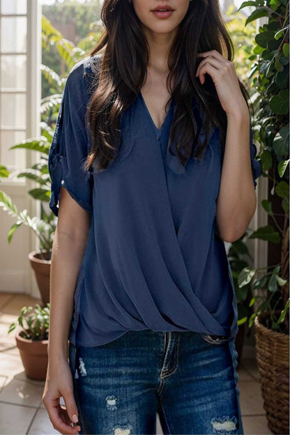 women s blouses loose solid belted long sleeve blouse 110783