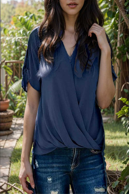 women s blouses loose solid belted long sleeve blouse 110781