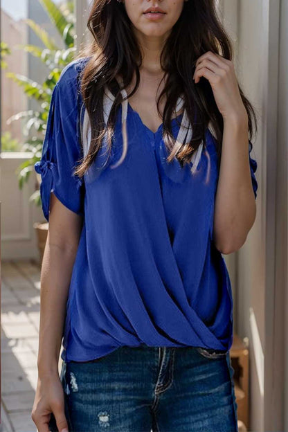 women s blouses loose solid belted long sleeve blouse 109291