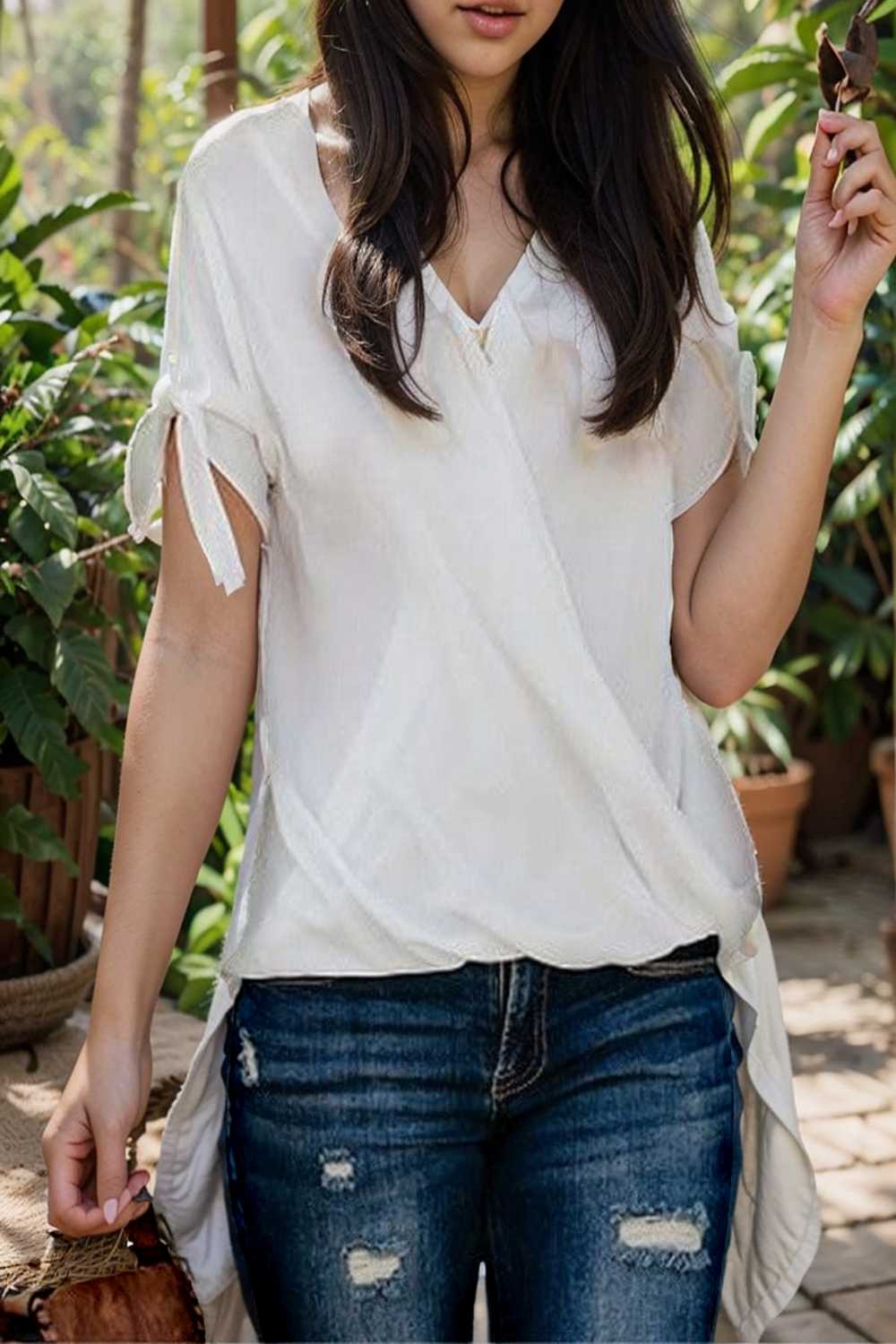 women s blouses loose solid belted long sleeve blouse 110740