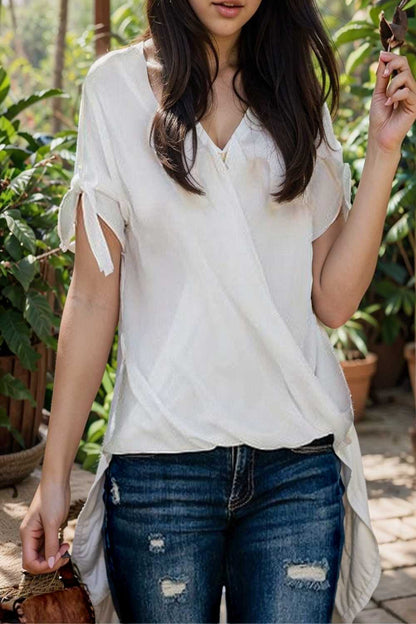 women s blouses loose solid belted long sleeve blouse 110740