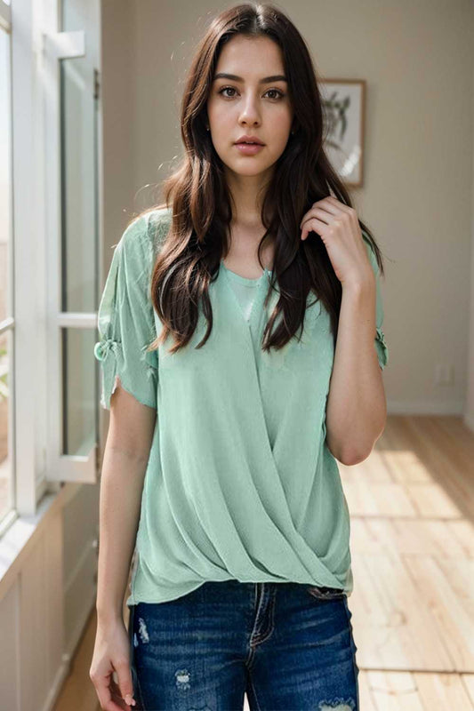 women s blouses loose solid belted long sleeve blouse 107277