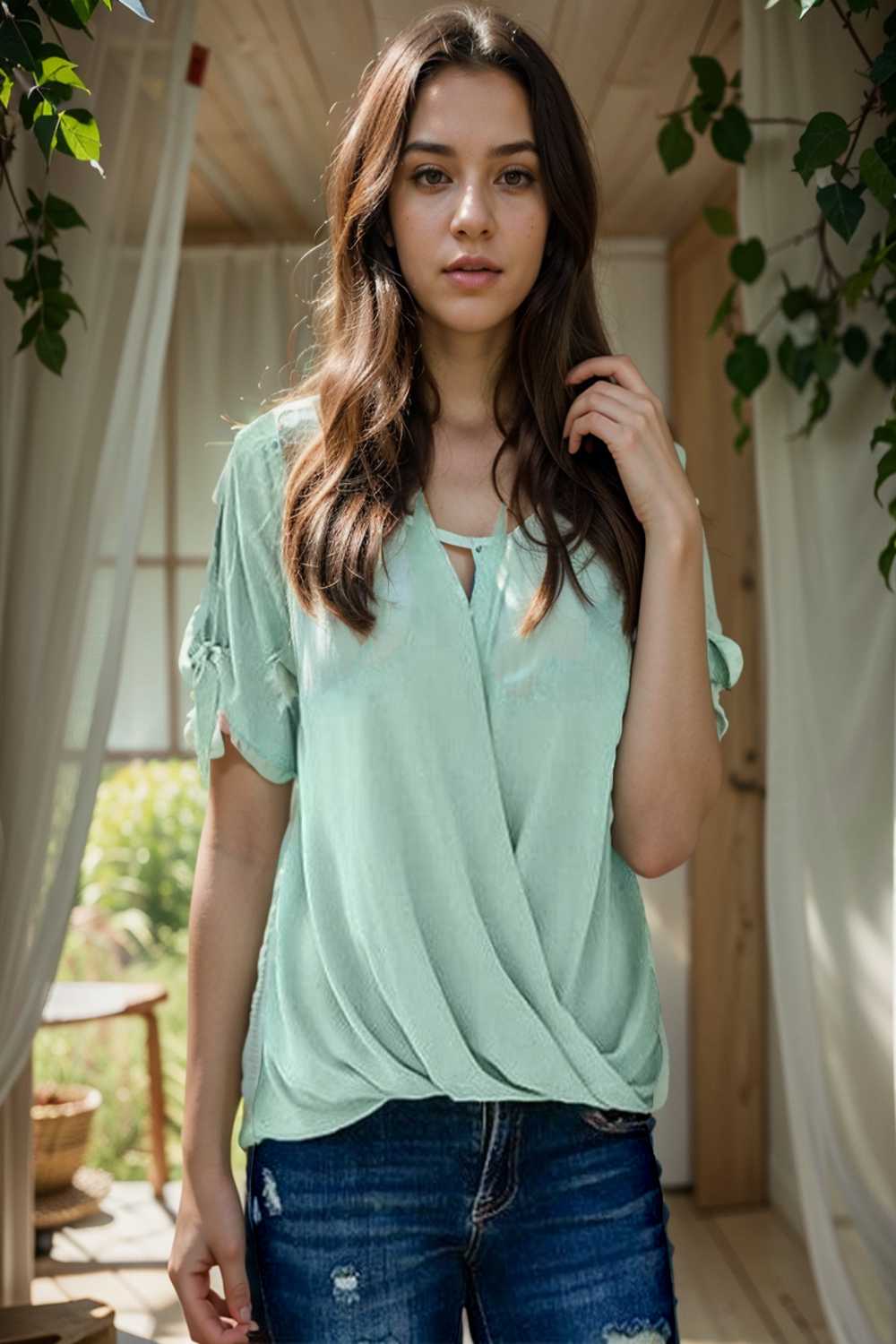 women s blouses loose solid belted long sleeve blouse 109273