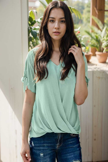 women s blouses loose solid belted long sleeve blouse 109271
