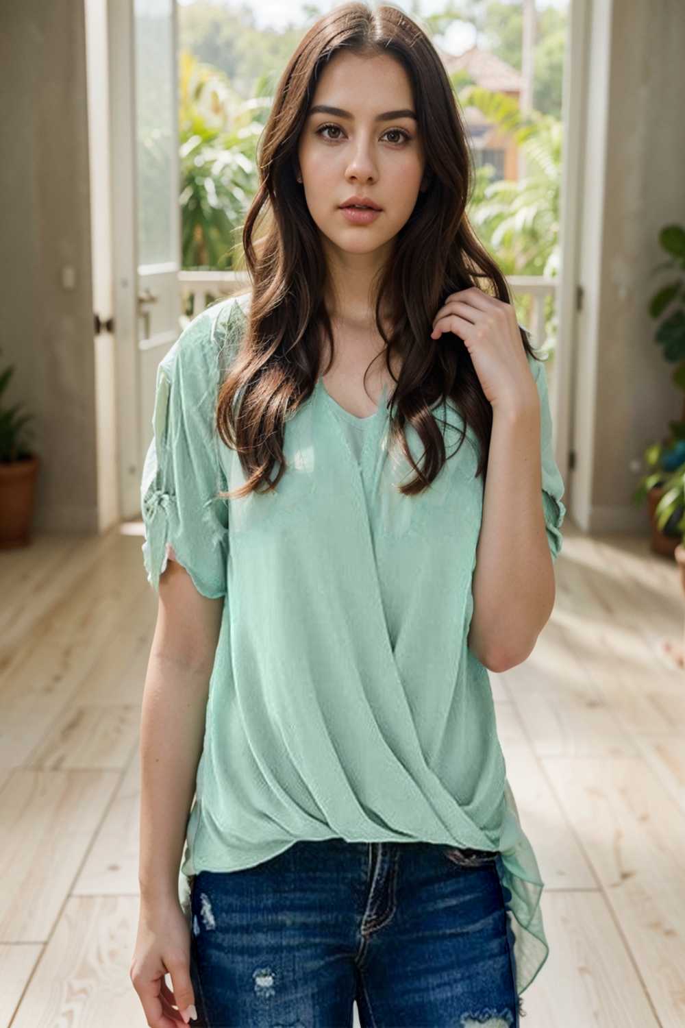 women s blouses loose solid belted long sleeve blouse 107811