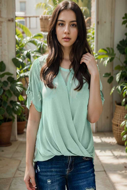 women s blouses loose solid belted long sleeve blouse 107810
