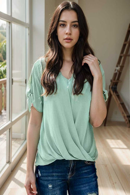 women s blouses loose solid belted long sleeve blouse 107803