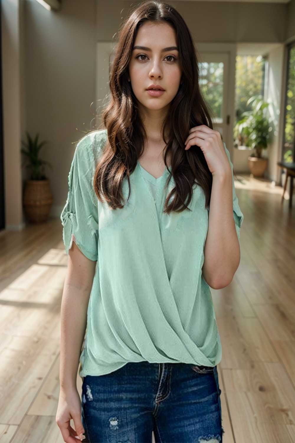 women s blouses loose solid belted long sleeve blouse 107802