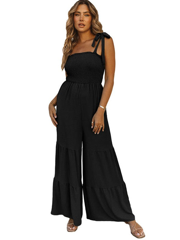 Women's Sleeveless Tube Top Suspender Jumpsuit with Wide Leg Pants for a Stylish Street Look