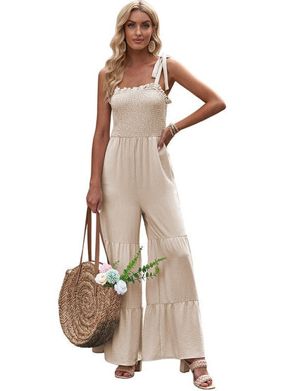 Women's Sleeveless Tube Top Suspender Jumpsuit with Wide Leg Pants for a Stylish Street Look