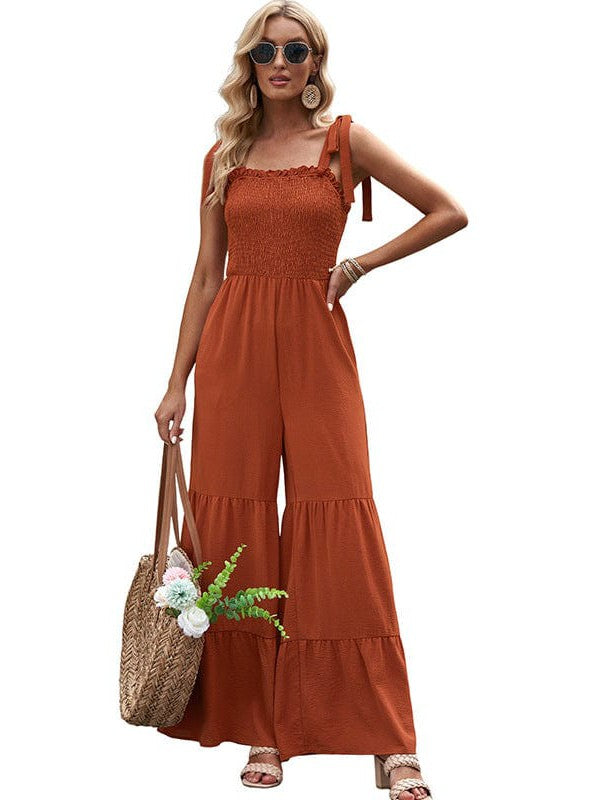 Women's Sleeveless Tube Top Suspender Jumpsuit with Wide Leg Pants for a Stylish Street Look