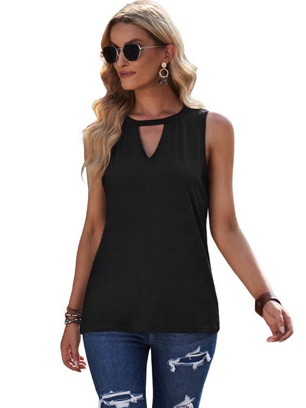 Women's Slim Striped Knitted Camisole Vest with Hollow Neckline - Stylish Bottoming Shirt