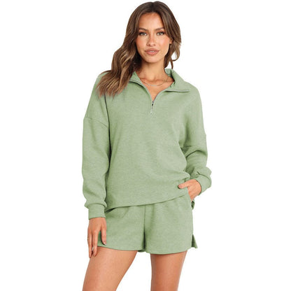 Women's Street Style Two-Piece Waffle Fabric Sports Suit with Long Sleeves